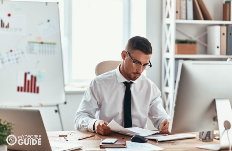 accountant working in his office