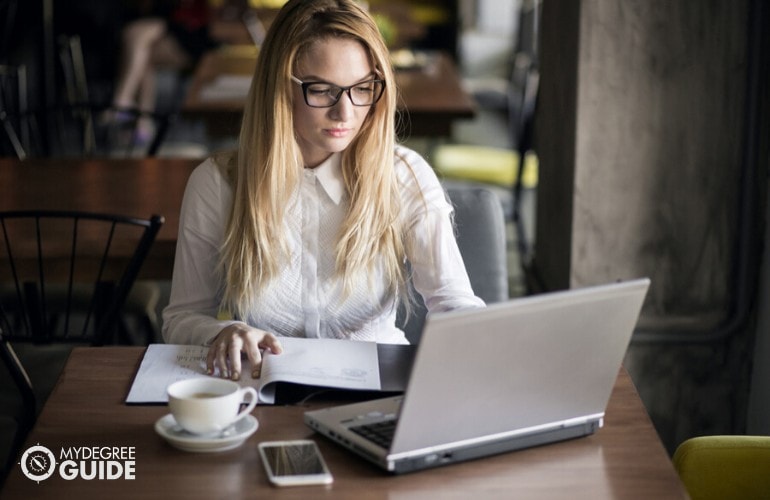 Master's in Data science student studying at a cafe