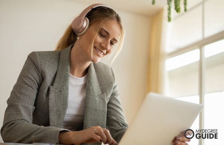 Woman taking Masters in Development Psychology Degree online