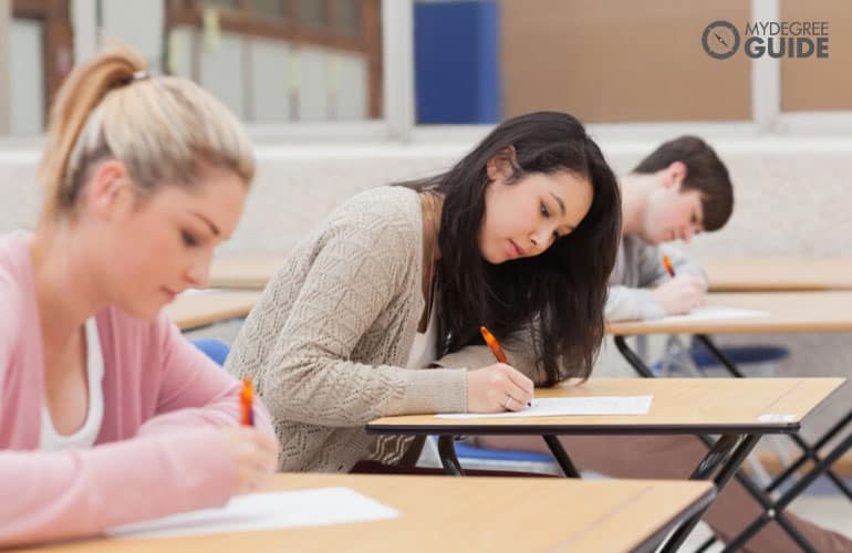 Students taking an exam