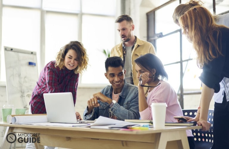 marketing team collaborating their ideas during a meeting