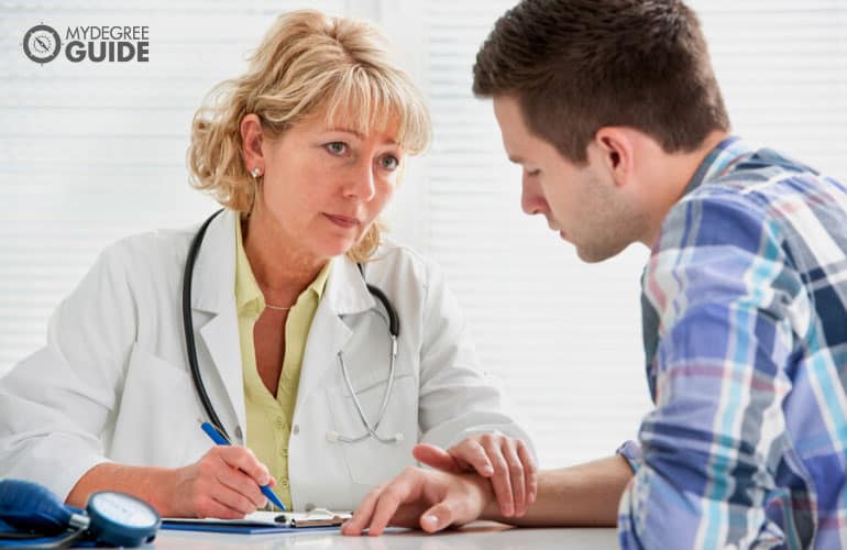 social worker comforting a patient