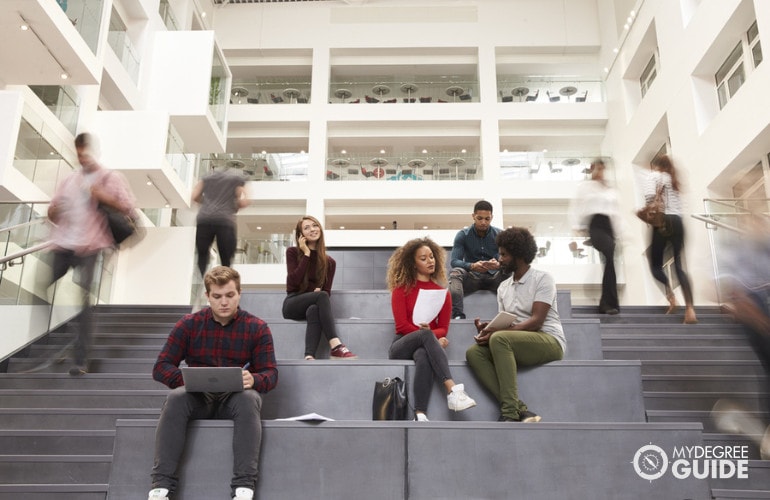 college students studying in a university