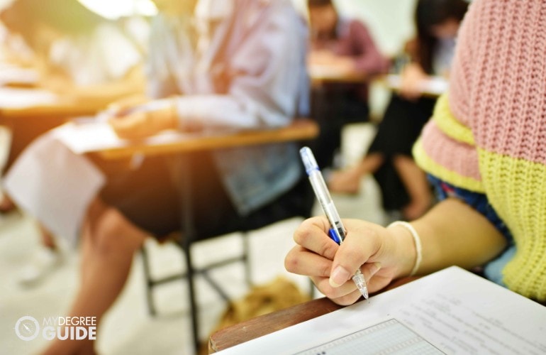 people sitting for a test