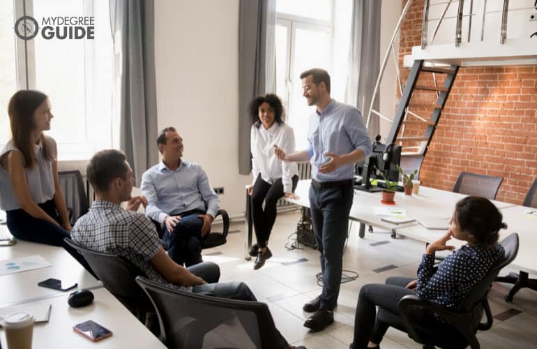 team members of a nonprofit organization in a meeting