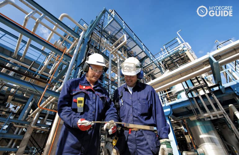 nuclear engineers working in a plant