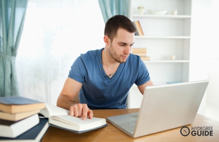 General Studies Degree student studying on his computer