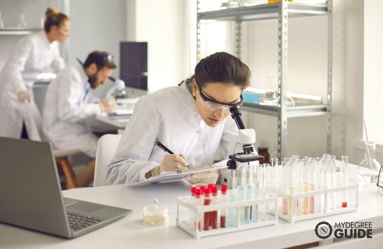 Biomedical Scientists working in the lab