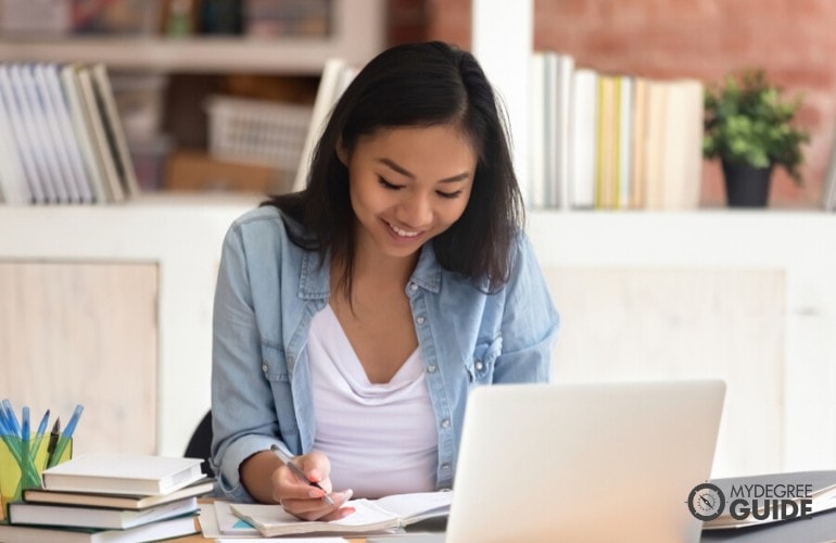 IT student studying at home