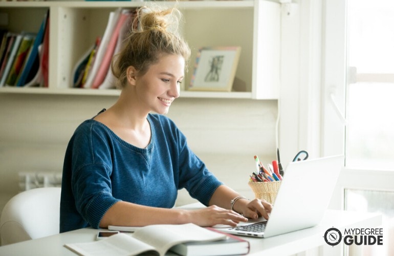 Bachelor's in Organizational Leadership student studying at home