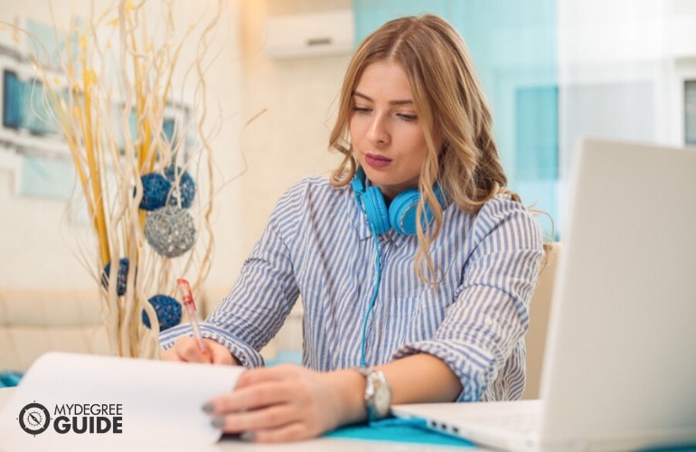 environmental science degree student studying at home