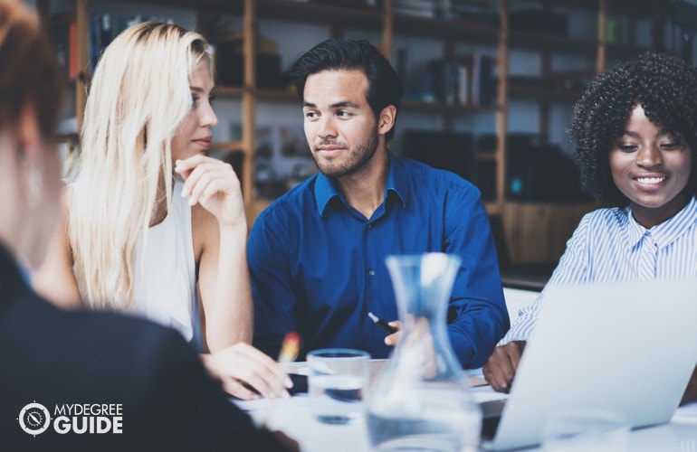 Marketing Manager meeting with his staff