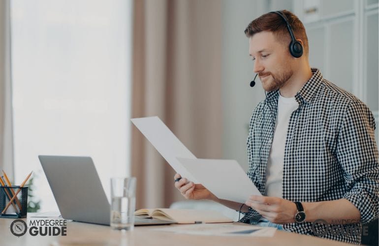 Man preparing requirements for Online PharmD