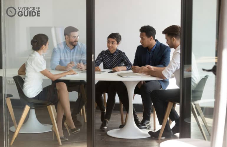 team of business professionals having a meeting