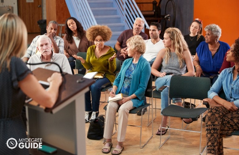 diverse community people having a meeting