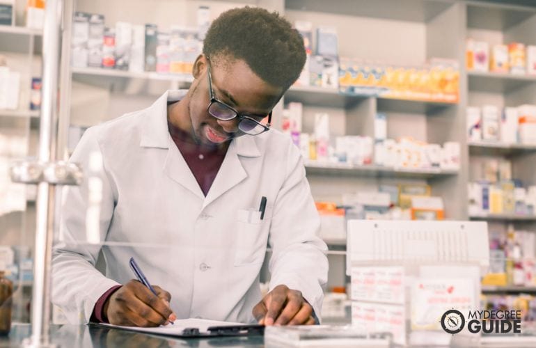 Pharmacy Technician checking the medicines inventory