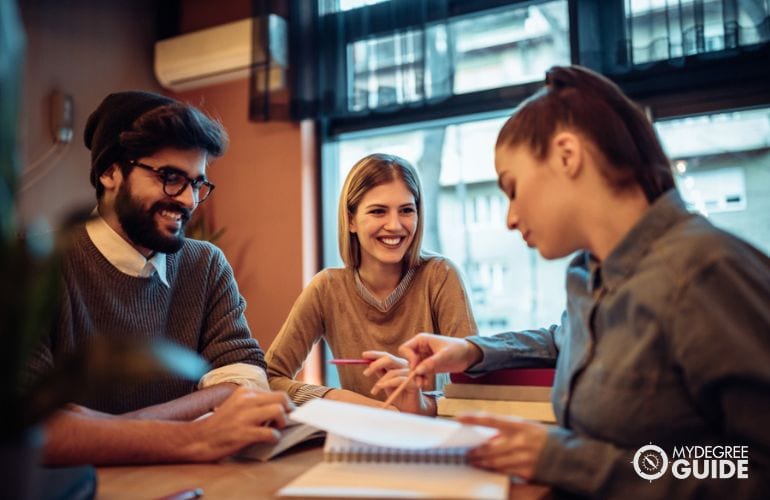 students taking PharmD degree studying together