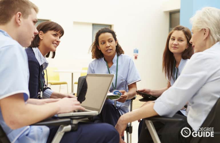 nurses having an administrative meeting