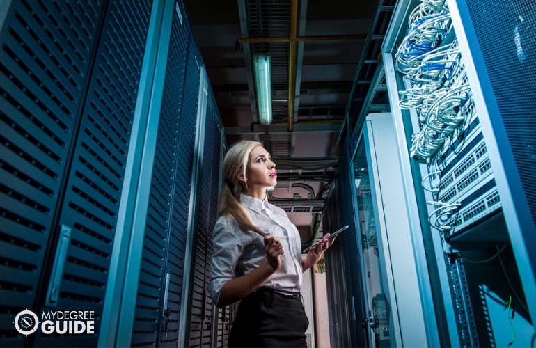 Database Administrator checking the data center