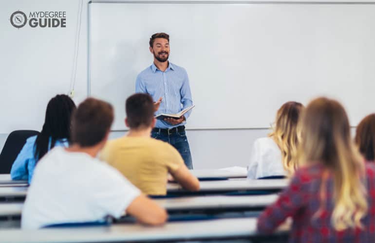 political science professor teaching in a university