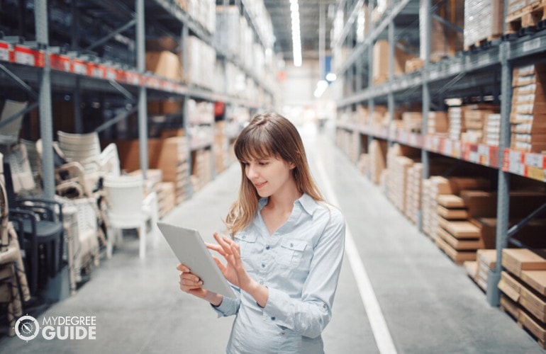 warehouse clerk checking the inventory