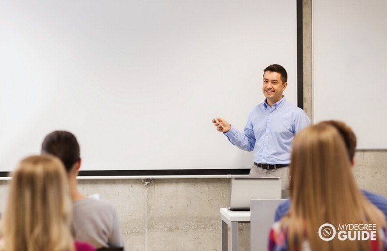 psychology professor teaching college students