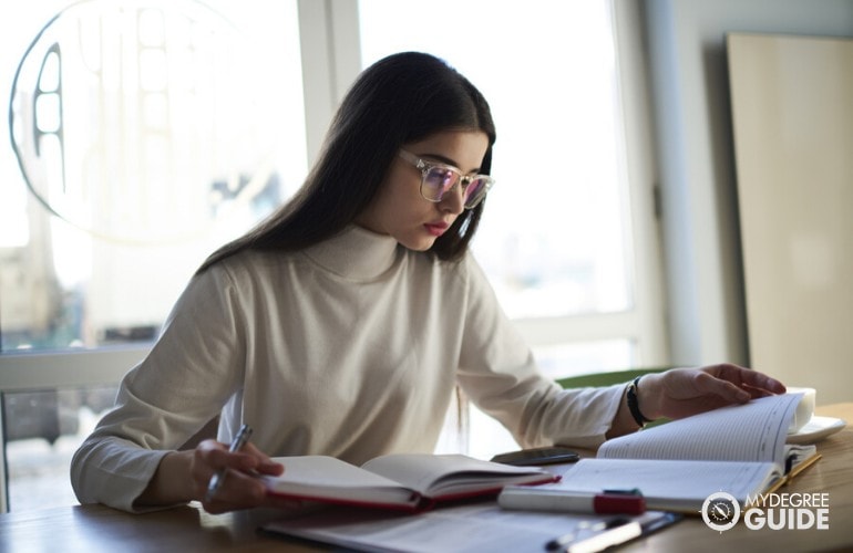 psychology student studying for exams