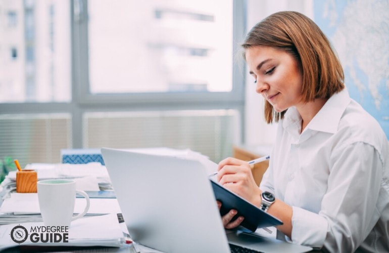 public administrator working in her office