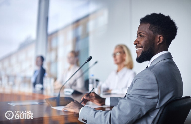 Political Scientists in conference