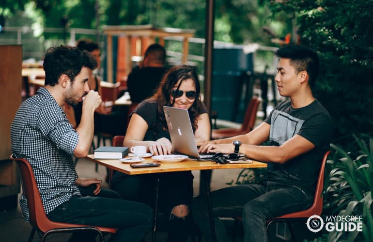 people working at a coffee shop