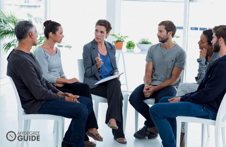 Rehabilitation Counselor talking with a group