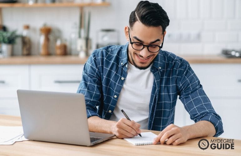 Man attending self-paced classes