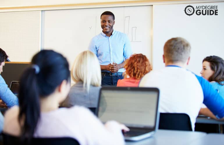 college professor teaching in a community college