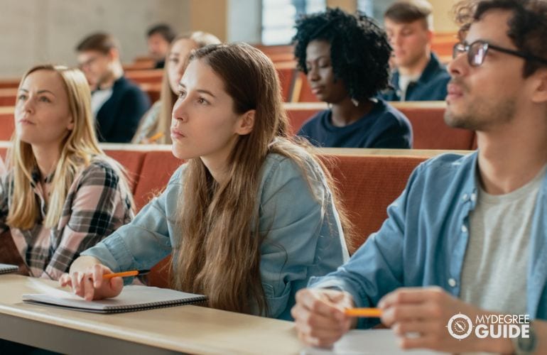 students studying in classroom and in a cafe