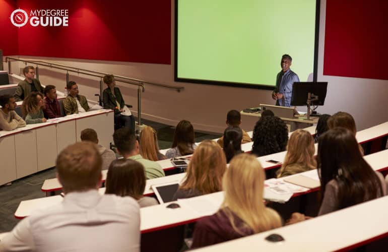 college students in university classroom