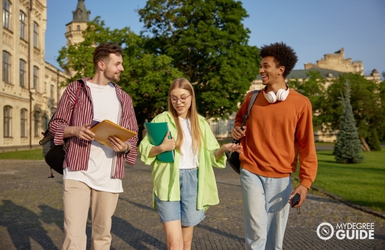 Students walking on college campus