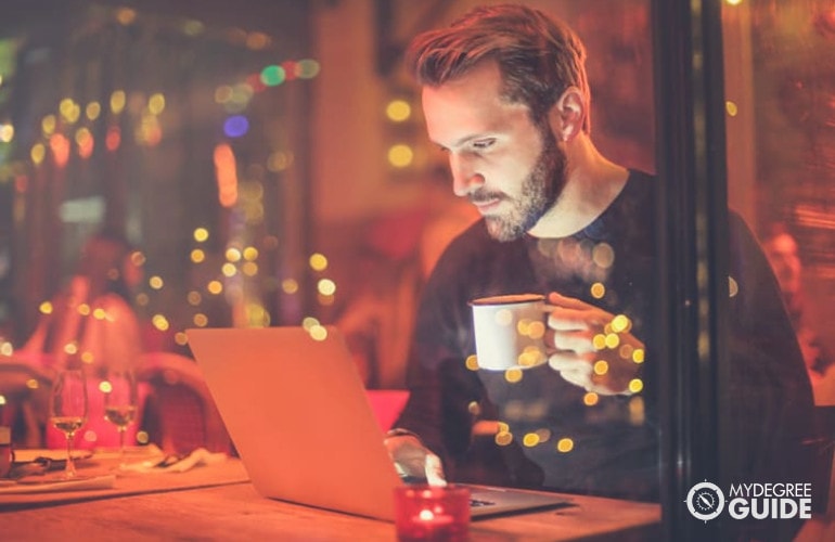 Man studying before bed time