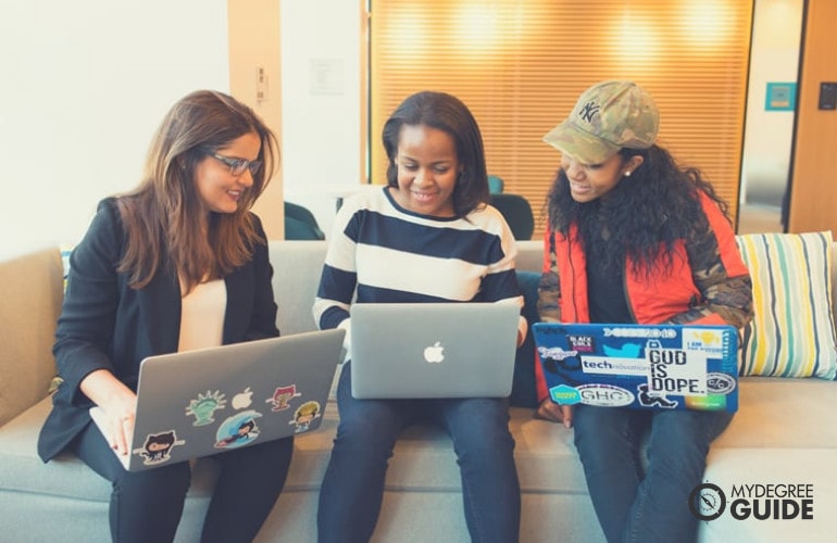 Small group studying together