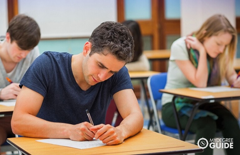 students taking a test