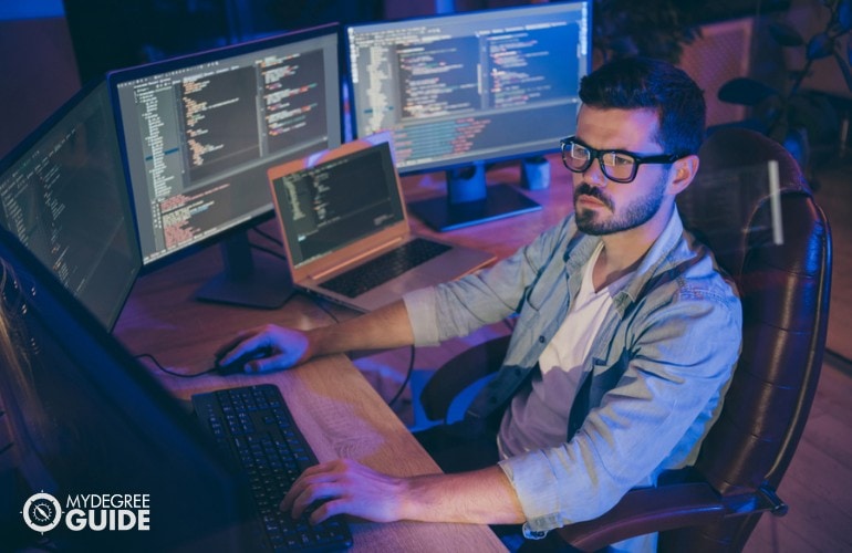 Software Developer working in his office