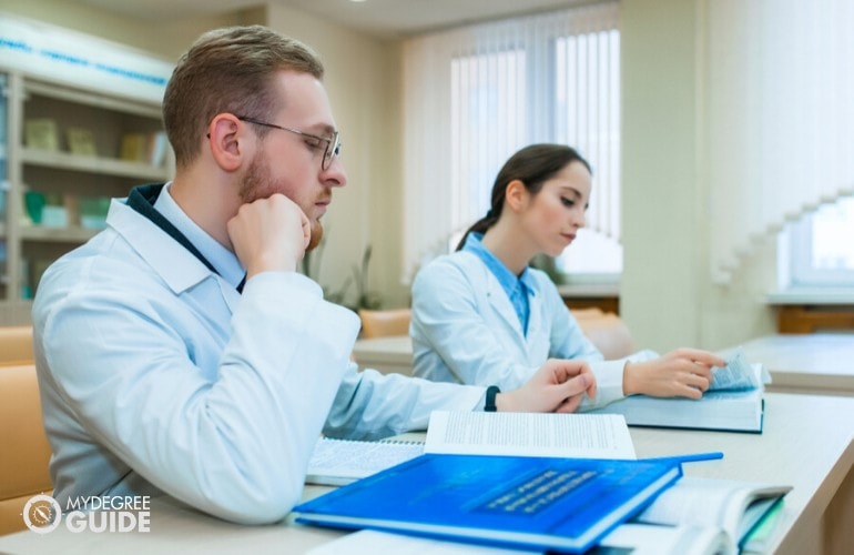 Health Science Degree students studying in class