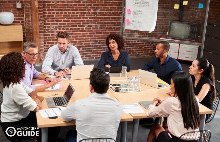 Director of Operations meeting with his staff in the office