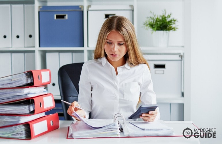 accountant working in her office